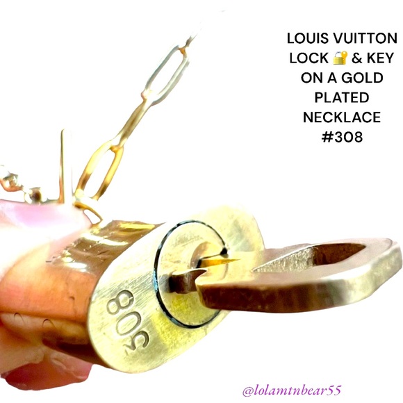 LOUIS VUITTON LOCK & KEY 🔐 ON A GOLD PLATED CHAIN LOCK #308 working key - Picture 8 of 11